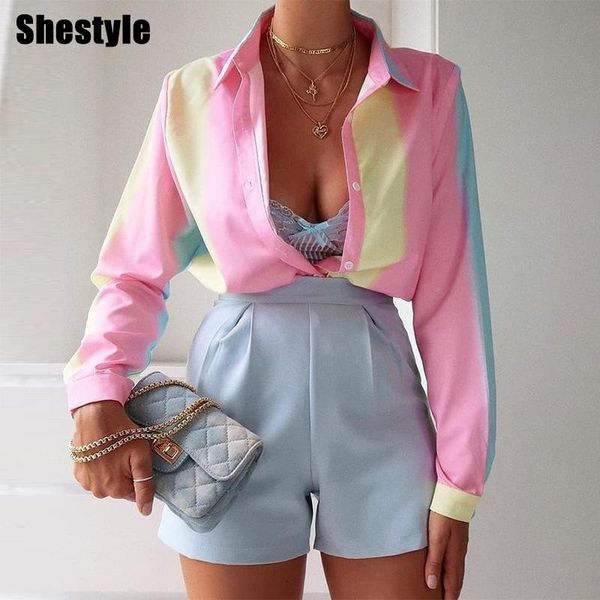 shestyle rainbow oversize loose shirts women button up collar striped colorful pink long blouse casual streetwear women's blouses &, White
shestyle rainbow oversize loose shirts women button up collar striped colorful pink long blouse casual streetwear women's blouses &, White