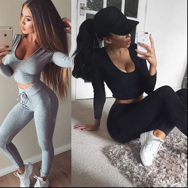 sportwear two piece set women tracksuits casual long sleeve 2 outfits leggings, Gray
sportwear two piece set women tracksuits casual long sleeve 2 outfits leggings, Gray