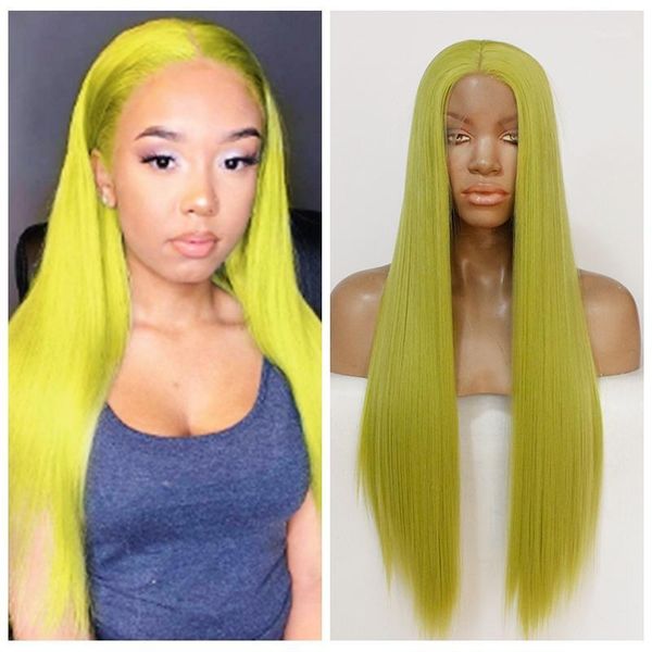 long silky straight hair synthetic lace front wig yellow green middle part cosplay glueless wigs for women1, Black
long silky straight hair synthetic lace front wig yellow green middle part cosplay glueless wigs for women1, Black