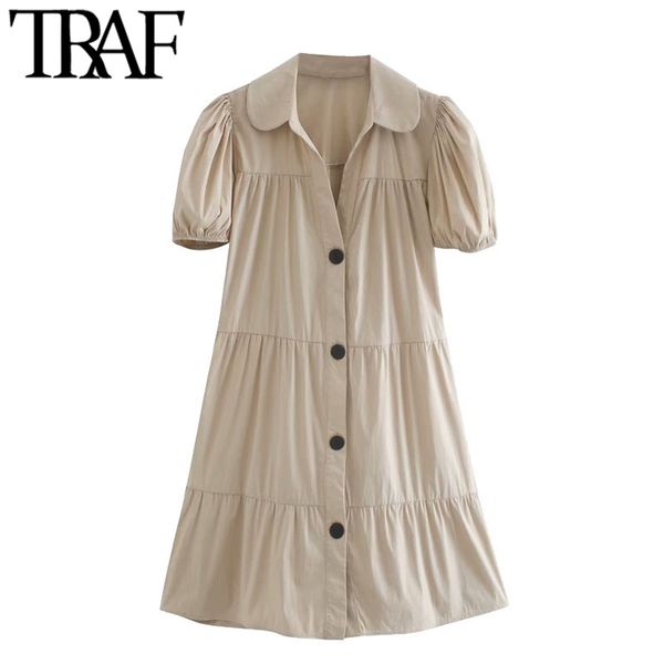women chic fashion button-up loose mini dress vintage lapel collar puff sleeves female dresses vestidos mujer 210507, Black;gray
women chic fashion button-up loose mini dress vintage lapel collar puff sleeves female dresses vestidos mujer 210507, Black;gray