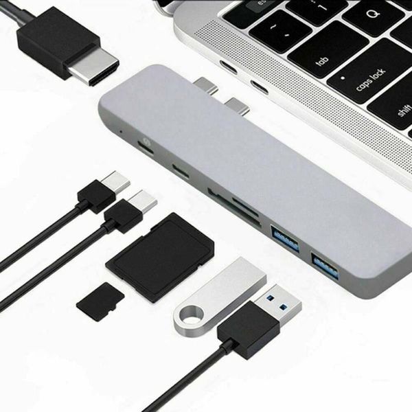 hubs high speed 7in1 usb-c hub dual type-c multiport card reader adapter 4k for pc computer lapextension cable
hubs high speed 7in1 usb-c hub dual type-c multiport card reader adapter 4k for pc computer lapextension cable