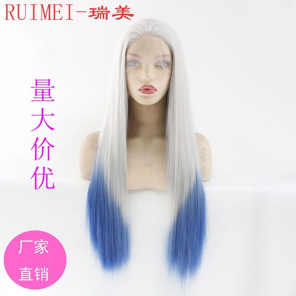 split chemical gradient fiber semi hand woven lace head cover high temperature silk straight wig, Black
split chemical gradient fiber semi hand woven lace head cover high temperature silk straight wig, Black