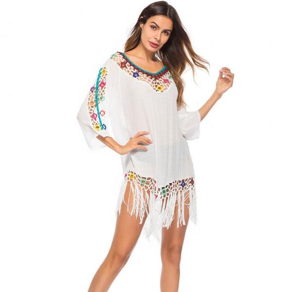women's off-the-shoulder dress hollow beach skirt blouse sunscreen irregular fringe mini 2021summer style swimwear, White;black
women's off-the-shoulder dress hollow beach skirt blouse sunscreen irregular fringe mini 2021summer style swimwear, White;black