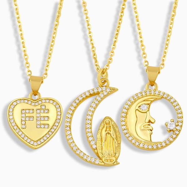 pendant necklaces flola fe heart clavicle necklace for women rhinestone moon virgin mary cubic zirconia wholesale jewelry nkev23, Silver
pendant necklaces flola fe heart clavicle necklace for women rhinestone moon virgin mary cubic zirconia wholesale jewelry nkev23, Silver