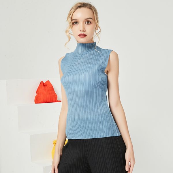 polo summer women's half turtleneck sleeveless vest miyak fold fashion all-match slim basic bottoming t-shirt tied, White
polo summer women's half turtleneck sleeveless vest miyak fold fashion all-match slim basic bottoming t-shirt tied, White