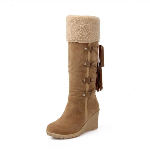women's knee-high boots winter snow booties tassel slope heel leisure women shoes 3 colors available size 35-43, Black
women's knee-high boots winter snow booties tassel slope heel leisure women shoes 3 colors available size 35-43, Black