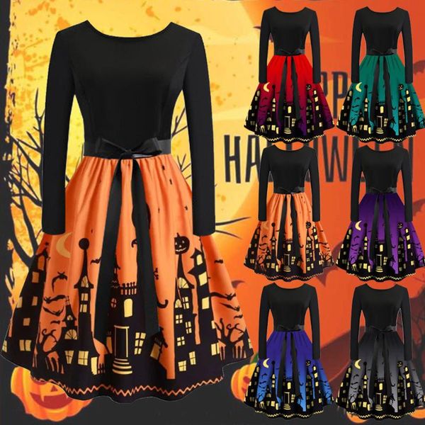 casual dresses halloween long-sleeved dress digital printing big swing vestidos women o neck vintage robes femme ladies fall clothes, Black;gray
casual dresses halloween long-sleeved dress digital printing big swing vestidos women o neck vintage robes femme ladies fall clothes, Black;gray