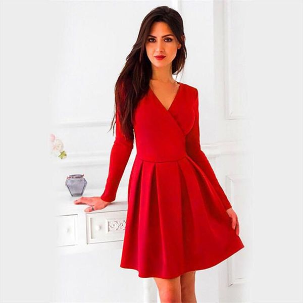 autumn 2021 women dress casual elegant slim a-line pleated dresses fashion deep v-neck long sleeve ropa mujer, Black;gray
autumn 2021 women dress casual elegant slim a-line pleated dresses fashion deep v-neck long sleeve ropa mujer, Black;gray