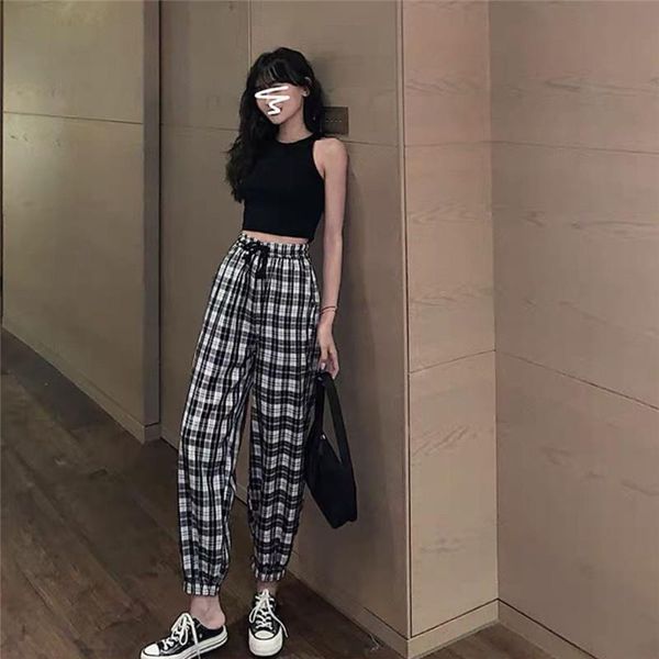 women's pants & capris black plaid sweatpants women casual summer harem elastic waist cool 2021 japan hip hop streetwear girls, Black;white
women's pants & capris black plaid sweatpants women casual summer harem elastic waist cool 2021 japan hip hop streetwear girls, Black;white