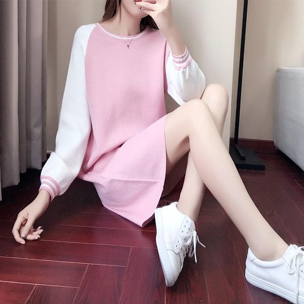 women's loose solid color a line dress full sleeves casual slim o-neck patchwork party dresses, Black;gray
women's loose solid color a line dress full sleeves casual slim o-neck patchwork party dresses, Black;gray