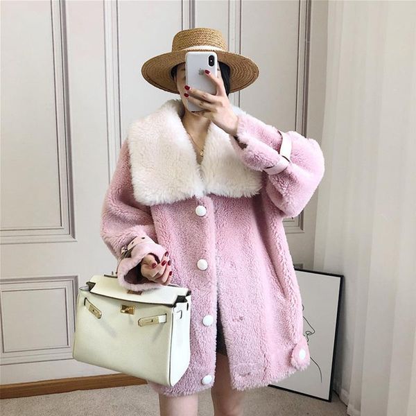 women's fur & faux 2021 winter wool coat korean jacket large collar loose medium length single-breasted leather one, Black
women's fur & faux 2021 winter wool coat korean jacket large collar loose medium length single-breasted leather one, Black