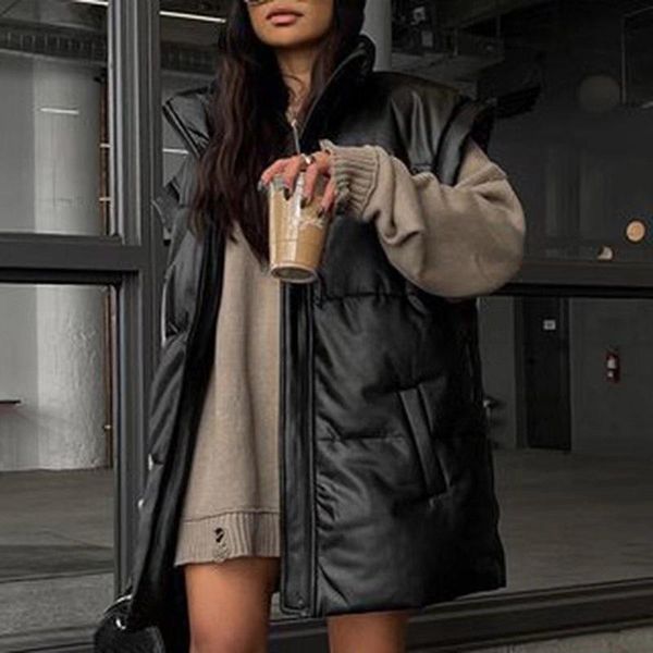 women's vests jacket casual warm stand collar black fashion pu coats women elegant side pockets straight simple, Black;white
women's vests jacket casual warm stand collar black fashion pu coats women elegant side pockets straight simple, Black;white