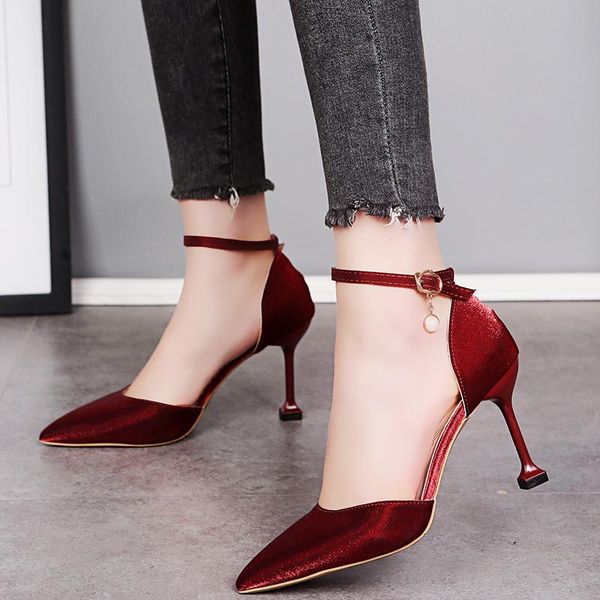 dress shoes high heels female 2021 spring women's pointed stiletto single with a buckle sandals, Black
dress shoes high heels female 2021 spring women's pointed stiletto single with a buckle sandals, Black