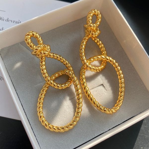 retro golden woven twisted rope knot geometric circle earrings long earrings trend accessories female cx220309
retro golden woven twisted rope knot geometric circle earrings long earrings trend accessories female cx220309