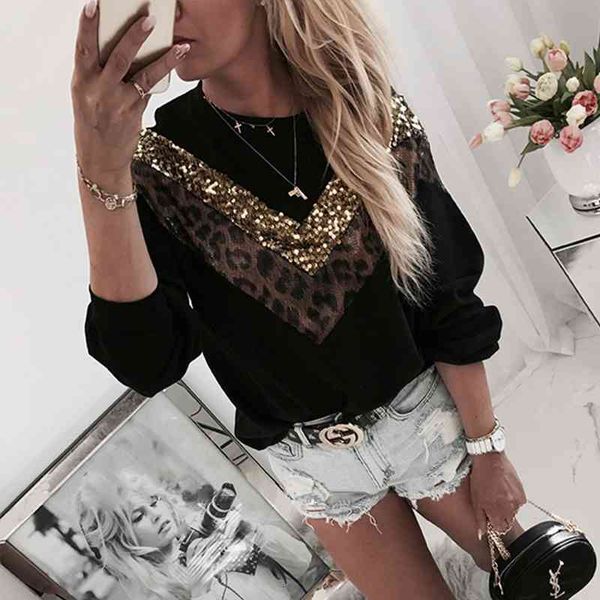women's knits & tees women autumn leopard print sequin sweatshirt casual long sleeve hoodies o-neck black pullovers winter fashion, White
women's knits & tees women autumn leopard print sequin sweatshirt casual long sleeve hoodies o-neck black pullovers winter fashion, White