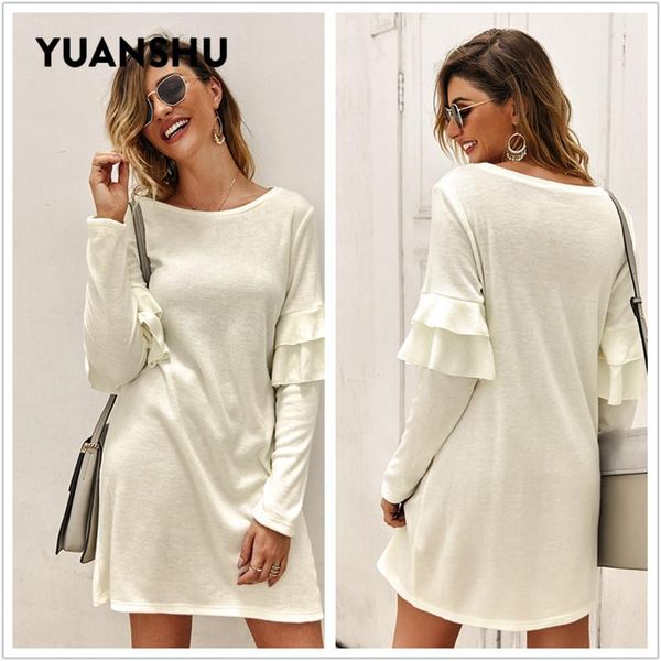 casual dresses yuanshu elegant knitted mini dress women o-neck ruffle long sleeve pullover slim autumn office clothes, Black;gray
casual dresses yuanshu elegant knitted mini dress women o-neck ruffle long sleeve pullover slim autumn office clothes, Black;gray
