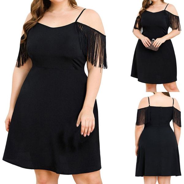 plus size dresses women's fashion dress v-neck summer tassel suspenders party evening elegant loose female high quality, Black
plus size dresses women's fashion dress v-neck summer tassel suspenders party evening elegant loose female high quality, Black
