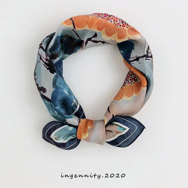 100% natural silk hair scarf lady foulard neck wrap 52cm square kerchief bandana oil painting floral print female head band, Blue;gray
100% natural silk hair scarf lady foulard neck wrap 52cm square kerchief bandana oil painting floral print female head band, Blue;gray