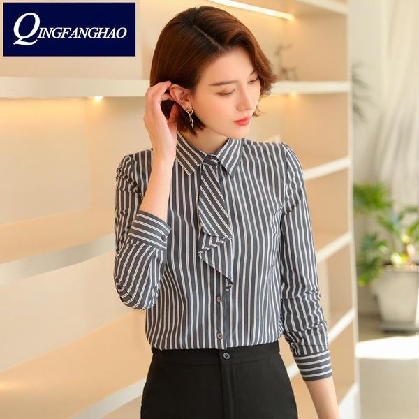 women's blouses & shirts grey stripe shirt korean style long-sleeved women ol fashion temperament slim jy8126, White
women's blouses & shirts grey stripe shirt korean style long-sleeved women ol fashion temperament slim jy8126, White