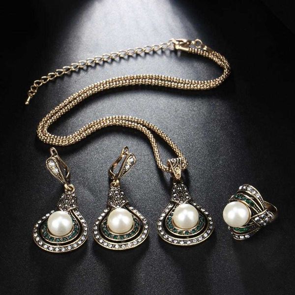 jewelry sets luxury designer bracelet turkish style bridal faux pearl necklace ring earrings set party gift bisuteria mujer, Black
jewelry sets luxury designer bracelet turkish style bridal faux pearl necklace ring earrings set party gift bisuteria mujer, Black