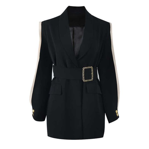 perhaps u women black patchwork pocket sash button chiffon mesh long sleeve shawl collar blazer oversize c0183 210529, White;black
perhaps u women black patchwork pocket sash button chiffon mesh long sleeve shawl collar blazer oversize c0183 210529, White;black