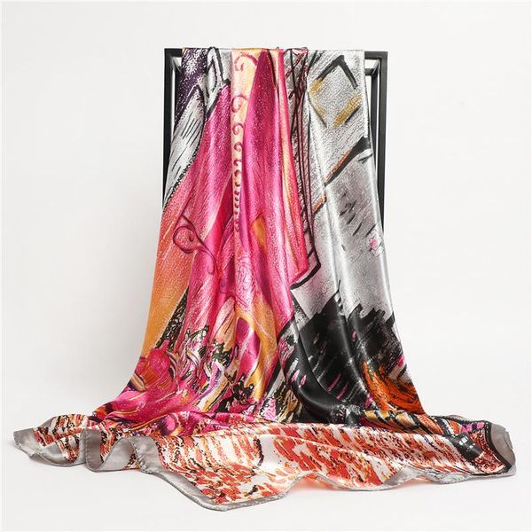 scarves 2021 square silk scarf fashion neck hijab print foulard shawls lady neckerchief wraps bandana female pashmina headband, Blue;gray 
scarves 2021 square silk scarf fashion neck hijab print foulard shawls lady neckerchief wraps bandana female pashmina headband, Blue;gray