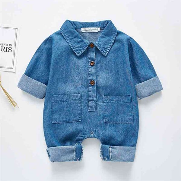 born boys girls cowboy jumpsuits clothes spring autumn baby rompers long sleeve children 210521, Blue
born boys girls cowboy jumpsuits clothes spring autumn baby rompers long sleeve children 210521, Blue