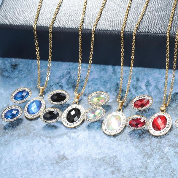 Earrings & Necklace Polyhedron Cut Ellipse Precious Stones Jewelry Sets Stainless Steel Diamonds Mounted Pendant For Women, Silver
Earrings & Necklace Polyhedron Cut Ellipse Precious Stones Jewelry Sets Stainless Steel Diamonds Mounted Pendant For Women, Silver