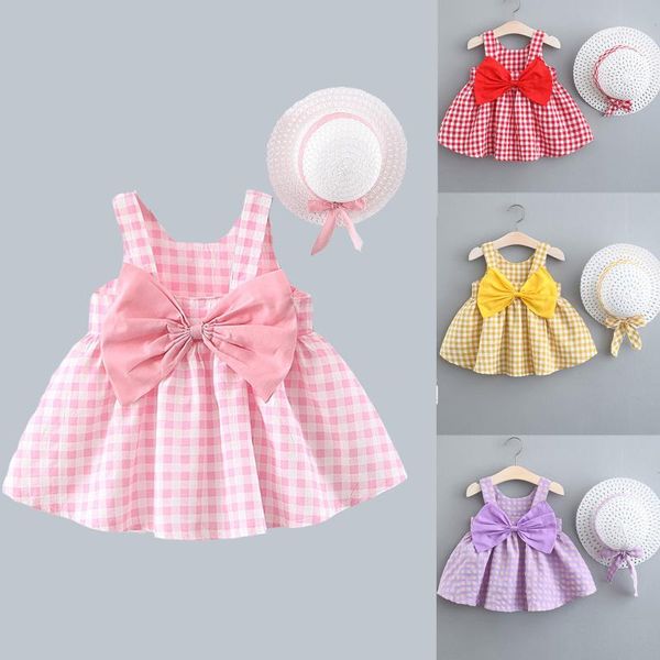 girl's dresses 2piece summer toddler girl clothes set baby beach cute bow plaid sleeveless cotton born princess dress+sunhat, Red;yellow
girl's dresses 2piece summer toddler girl clothes set baby beach cute bow plaid sleeveless cotton born princess dress+sunhat, Red;yellow