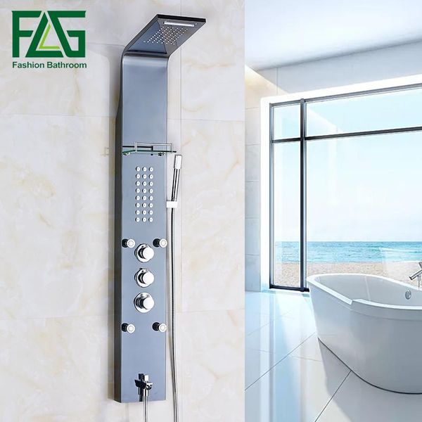 european thermostatic shower panel oil rubbed rain column jets sprayer bathtub spout hand black faucet set bathroom sets
european thermostatic shower panel oil rubbed rain column jets sprayer bathtub spout hand black faucet set bathroom sets
