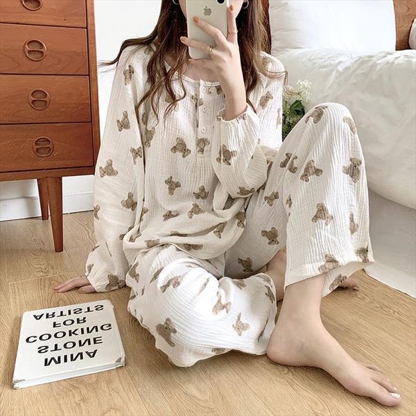bear cartton summer pajamas women sleepwear set o neck buttons casual kawaii cotton home suit long sleeve shirts homewear, Black;red
bear cartton summer pajamas women sleepwear set o neck buttons casual kawaii cotton home suit long sleeve shirts homewear, Black;red