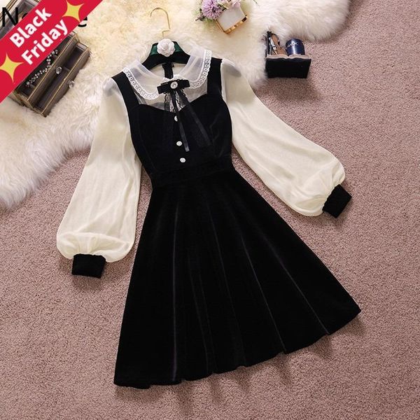 neploe vintage velvet black dress stand neck lantern sleeve party high waist slim vestidos korean elegant dresses women casual, Black;gray
neploe vintage velvet black dress stand neck lantern sleeve party high waist slim vestidos korean elegant dresses women casual, Black;gray