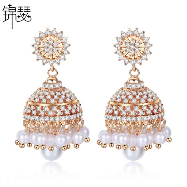 jewelry charm stud the elegant beauty of earrings: women's gold earrings with aaa zircon and pearl bell shape, Golden
jewelry charm stud the elegant beauty of earrings: women's gold earrings with aaa zircon and pearl bell shape, Golden