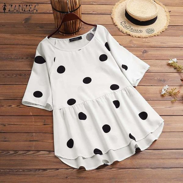 women's blouses & shirts bohemian women blouse 2022 summer office lady polka dot casual short sleeve a-line blusa femininas over, White
women's blouses & shirts bohemian women blouse 2022 summer office lady polka dot casual short sleeve a-line blusa femininas over, White