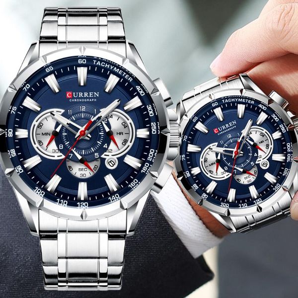 wristwatches curren fashion business watch sports men's blue quartz stainless steel wristwatch chronograph clock male, Slivery;brown
wristwatches curren fashion business watch sports men's blue quartz stainless steel wristwatch chronograph clock male, Slivery;brown