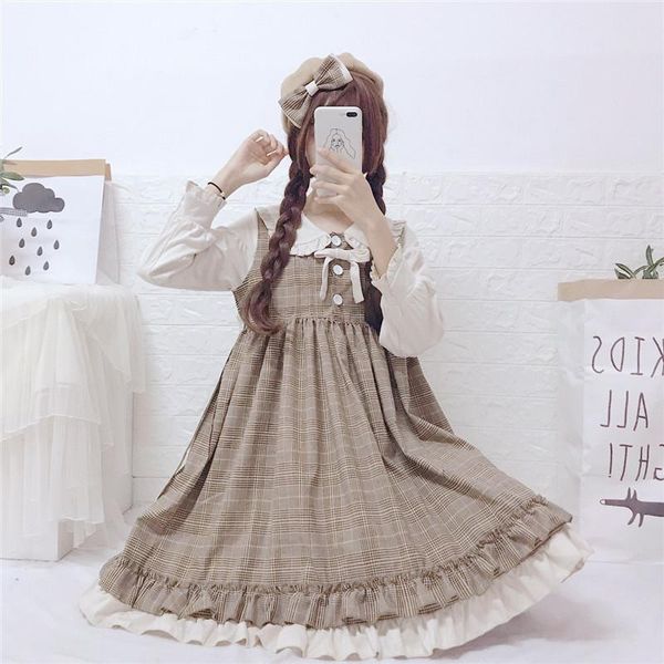 casual dresses japanese doll collar ruffled full sleeve mididressgothic lolita dress women victorian soft sweet cute loose vintage, Black;gray
casual dresses japanese doll collar ruffled full sleeve mididressgothic lolita dress women victorian soft sweet cute loose vintage, Black;gray