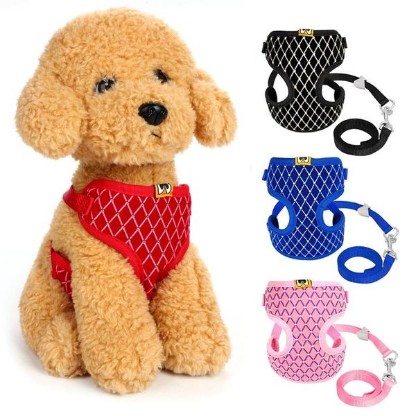 dog collars & leashes pet harness leash set breathable mesh puppy vest nylon soft chest strap walking lead for products
dog collars & leashes pet harness leash set breathable mesh puppy vest nylon soft chest strap walking lead for products