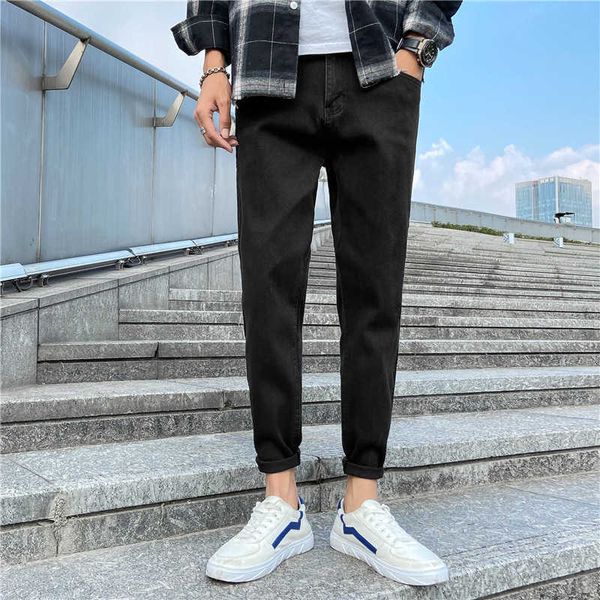 and spring autumn cropped men's jeans, black korean fashion, slim fit, small feet, summer pants, Blue
and spring autumn cropped men's jeans, black korean fashion, slim fit, small feet, summer pants, Blue