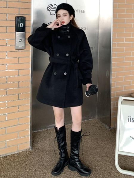 women's wool & blends woolen coat early spring 2021 versatile mid long waist black small jacket wear
women's wool & blends woolen coat early spring 2021 versatile mid long waist black small jacket wear