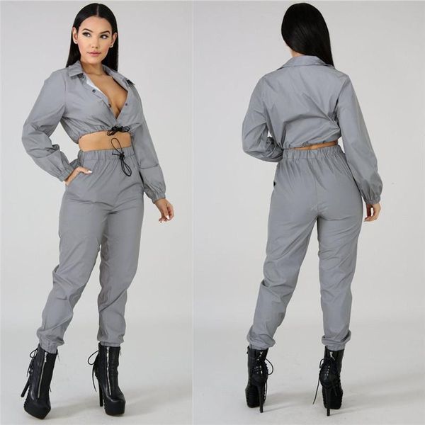 women's fashion personality trend reflective button pocket casual 2 pc set two piece pants, White
women's fashion personality trend reflective button pocket casual 2 pc set two piece pants, White