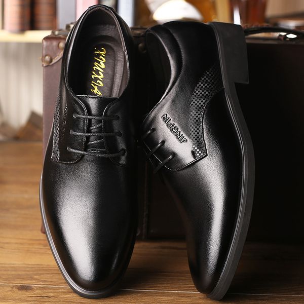 pointed leather shoes men's england breathable and comfortable lace up busins drs wedding, Black
pointed leather shoes men's england breathable and comfortable lace up busins drs wedding, Black