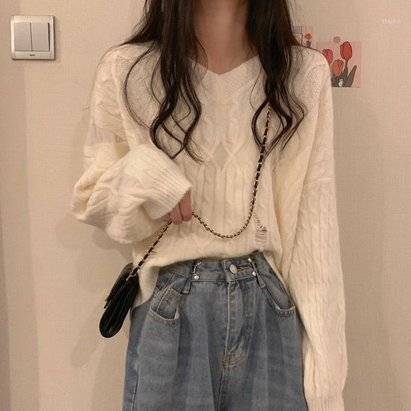 v-neck sweater women's autumn and winter korean short loose knitted sweaters, White;black
v-neck sweater women's autumn and winter korean short loose knitted sweaters, White;black