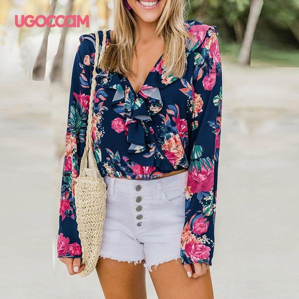 women blouse bohemian shirt v neck plus size flare sleeve beach blusas autumn casual flower printed boho blouses women's & shirts, White
women blouse bohemian shirt v neck plus size flare sleeve beach blusas autumn casual flower printed boho blouses women's & shirts, White