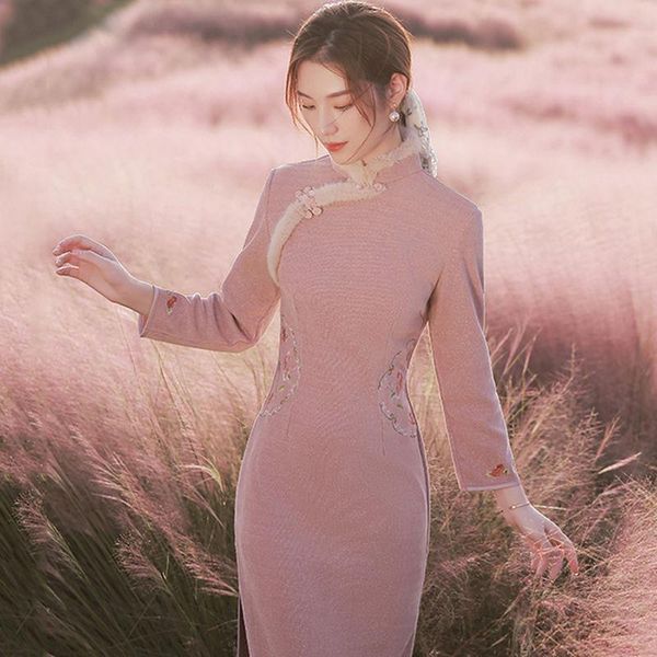 ethnic clothing elegant cheongsam exquisite chinese style qipao evening party vestidos traditional autumn winter robe gown, Red
ethnic clothing elegant cheongsam exquisite chinese style qipao evening party vestidos traditional autumn winter robe gown, Red