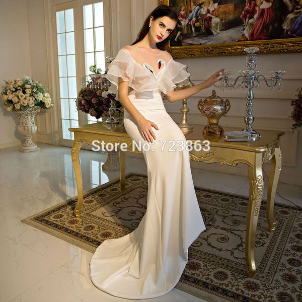 evening dresses mermaid white long es cap sleeve scoop chiffon zipper back design sweep train formal prom gowns, Black;red
evening dresses mermaid white long es cap sleeve scoop chiffon zipper back design sweep train formal prom gowns, Black;red
