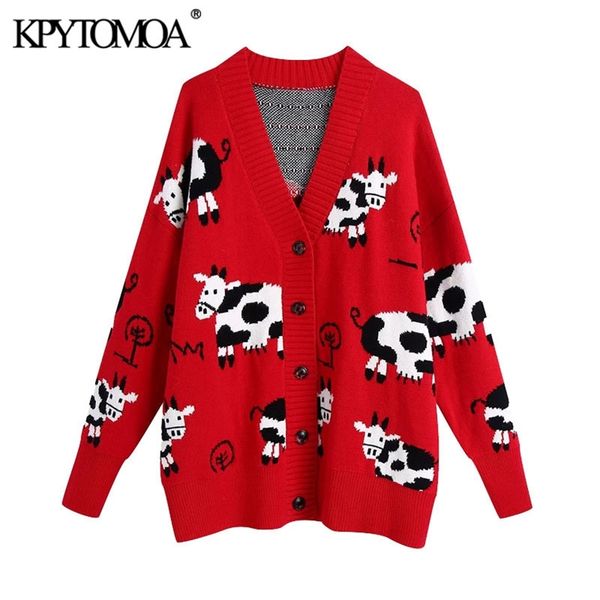 women fashion oversized animal pattern knitted cardigan sweater vintage long sleeve female outerwear chic 210420, White;black
women fashion oversized animal pattern knitted cardigan sweater vintage long sleeve female outerwear chic 210420, White;black