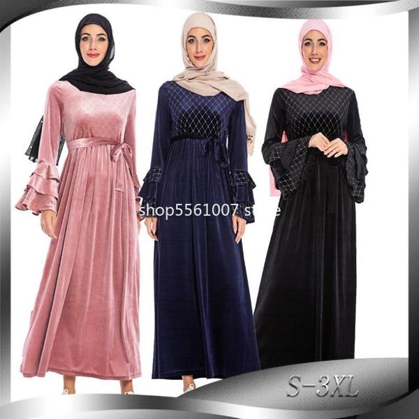 fashion muslim velvet abaya arab female turkey middle east full length bronzing trumpet sleeve musical robe ramadan f1157 ethnic clothing, Red
fashion muslim velvet abaya arab female turkey middle east full length bronzing trumpet sleeve musical robe ramadan f1157 ethnic clothing, Red