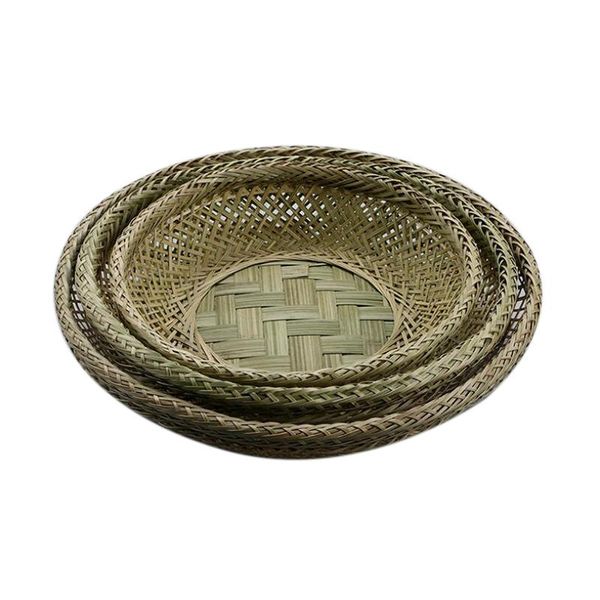 storage baskets 3pcs bamboo plate handmade woven basket groceries round box fruit deskorganizer
storage baskets 3pcs bamboo plate handmade woven basket groceries round box fruit deskorganizer