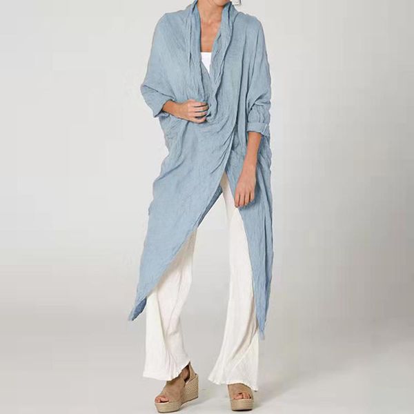 women's blouses & shirts oversized women blouse fashion loose asymmetrical long sleeve female vintage cowl neck camisas de mujer, White
women's blouses & shirts oversized women blouse fashion loose asymmetrical long sleeve female vintage cowl neck camisas de mujer, White