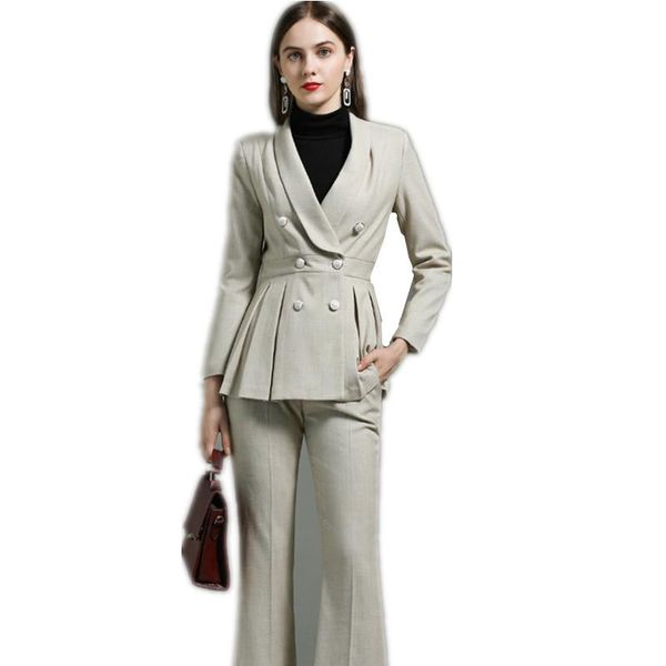 women's two piece pants plus size s-5xl professional suit two-piece high-quality female office jacket for autumn and winter slim, White
women's two piece pants plus size s-5xl professional suit two-piece high-quality female office jacket for autumn and winter slim, White